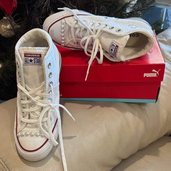 Converse Shoes - Converse Women’s White Ankle Top with Pearl Accents
